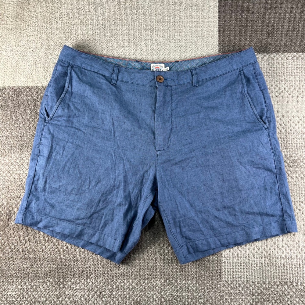 Faherty Mens Blue Linen Blend Shorts Size 36 Organic Cotton